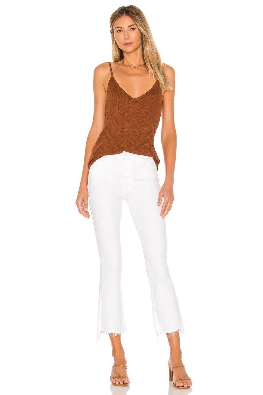 MOTHER The Insider Crop Step Fray Jeans White High Rise Bootcut Frayed Hem Sz 25